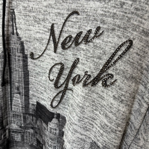 Sweet Gisele New York City Hoodie Embellished Letters Grey/Black Women’s Size XL - Picture 2 of 9